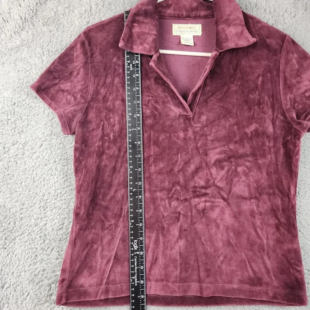 Y2K Abercrombie V-Neck Babydoll Top Medium Velour Romantic Whimsigoth Cap Sleeve